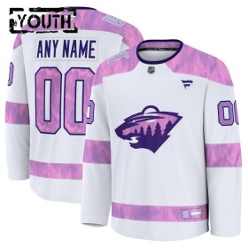 Minnesota Wild tröja Customized Fanatics Hockey Fights Cancer Practice 2024-25 Vit - NHL Tröjor Barn